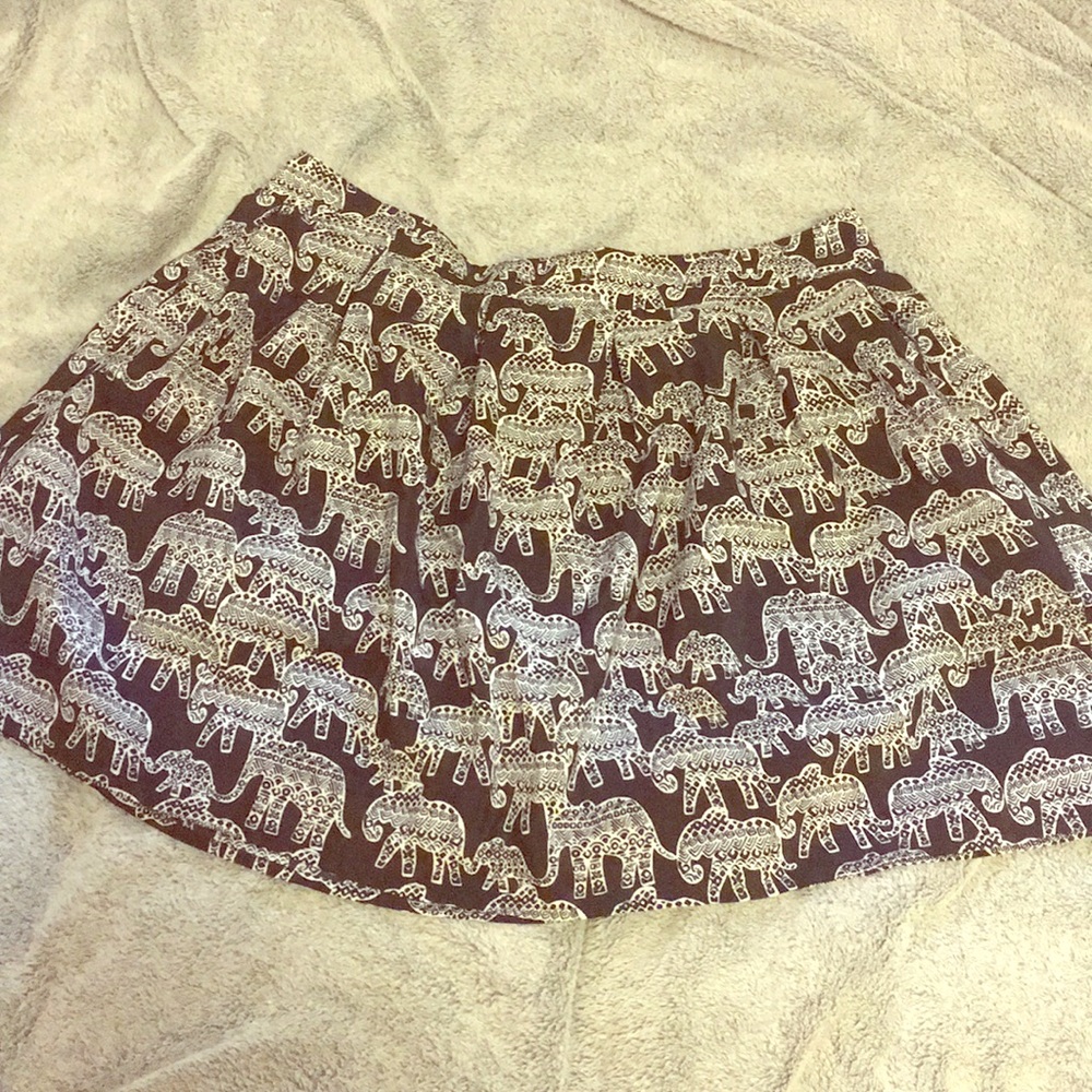 Bohemian elephant print black and white skirt